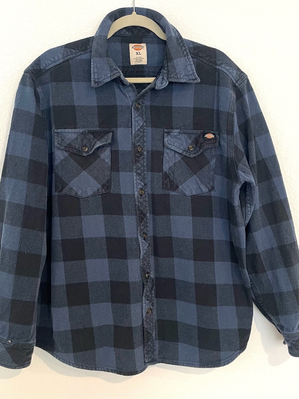 Dickies Heavyweight Plaid Men's Blue and Black Button-Down Shirt